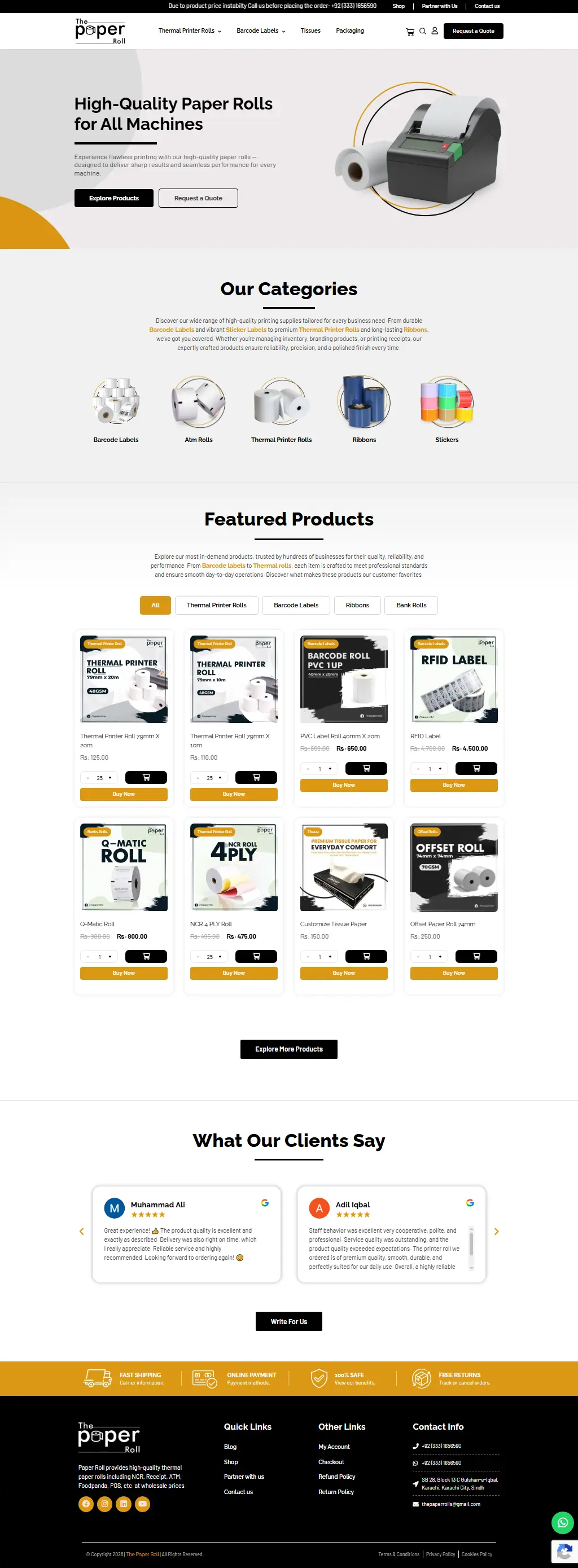 The Paper Roll website screenshot