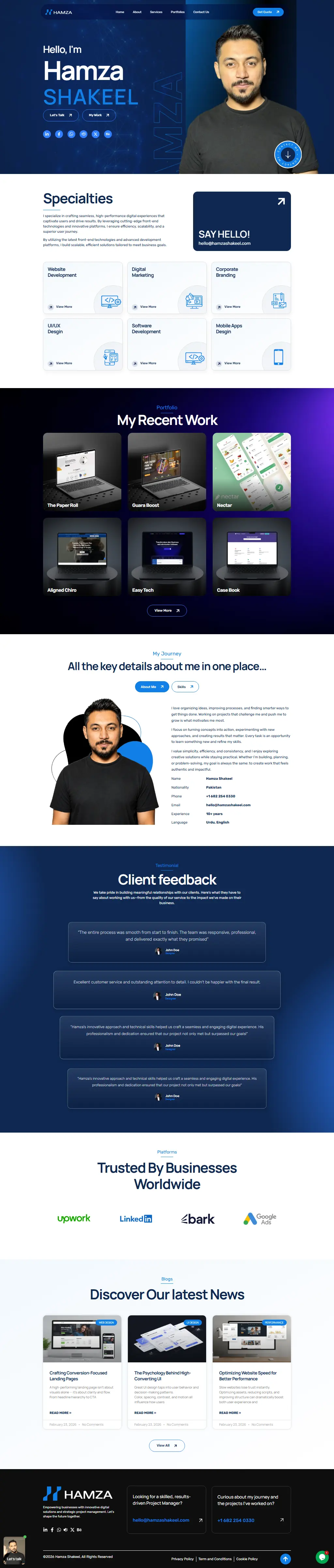 Hamza Shakeel website screenshot