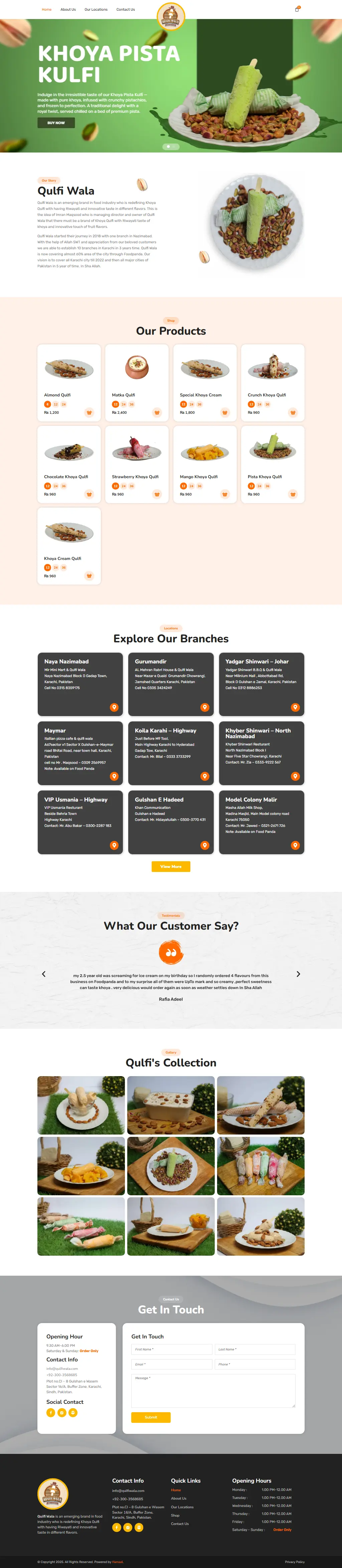 Qulfi Wala website screenshot