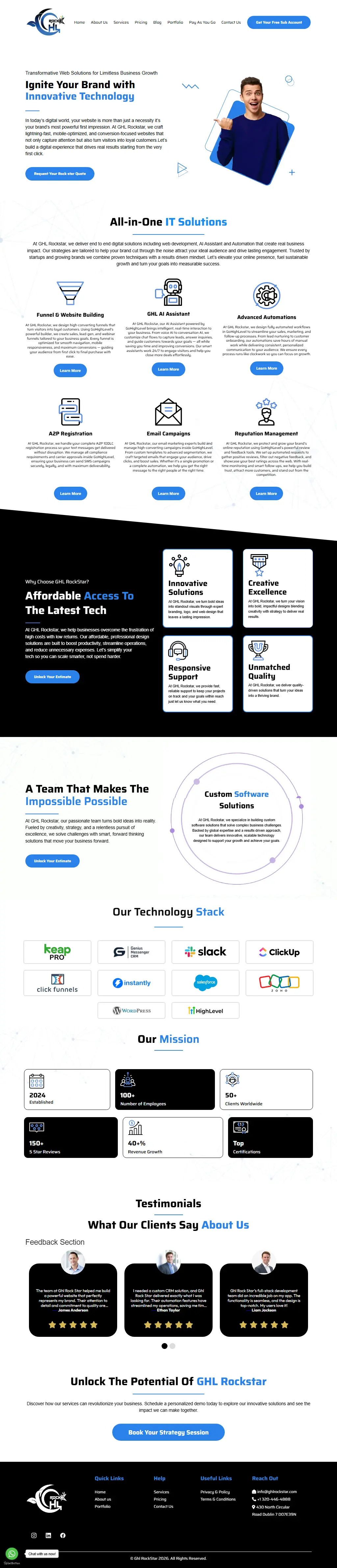 GHL Rockstar website screenshot
