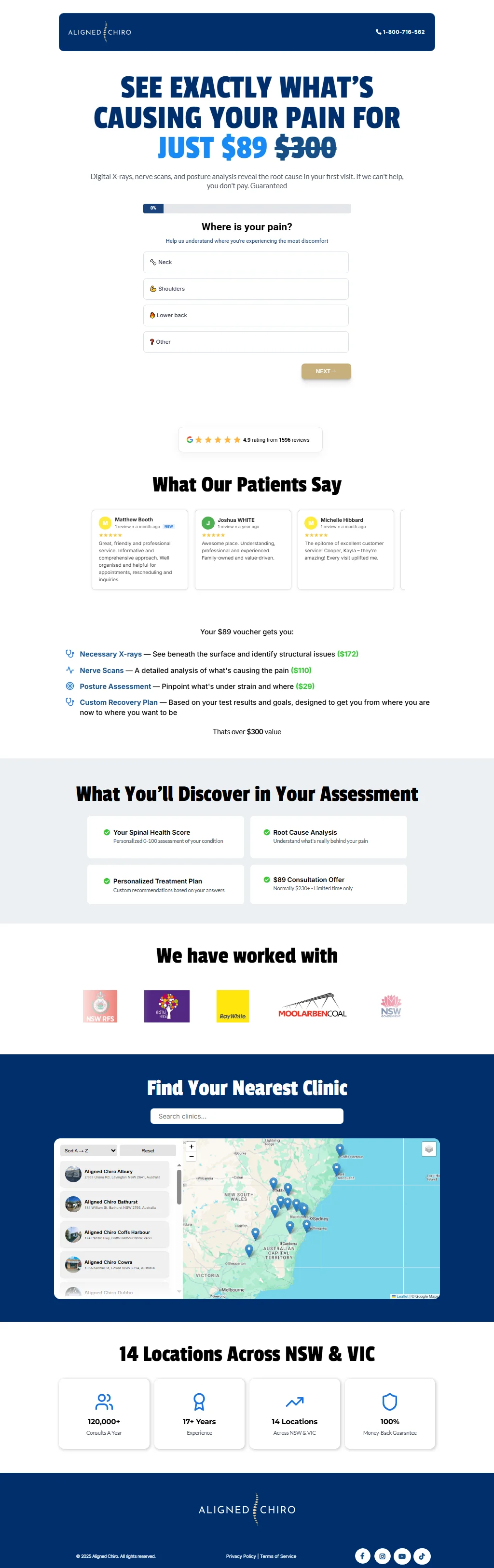 Aligned Chiro Funnel website screenshot